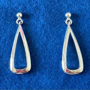 Macy’s Silver Oblong Hoop Drop Minimalist Earrings